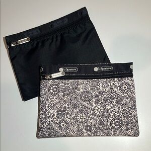 LeSportsac Set of 2 Pouches - Black & On Pointe Print